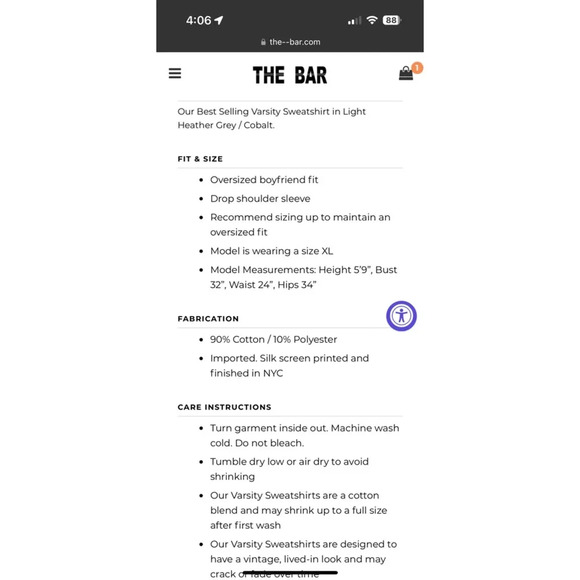 THIS HAS BEEN SOLD. Women's The Bar Sweatshirt Grey Blue XL - Picture 7 of 7